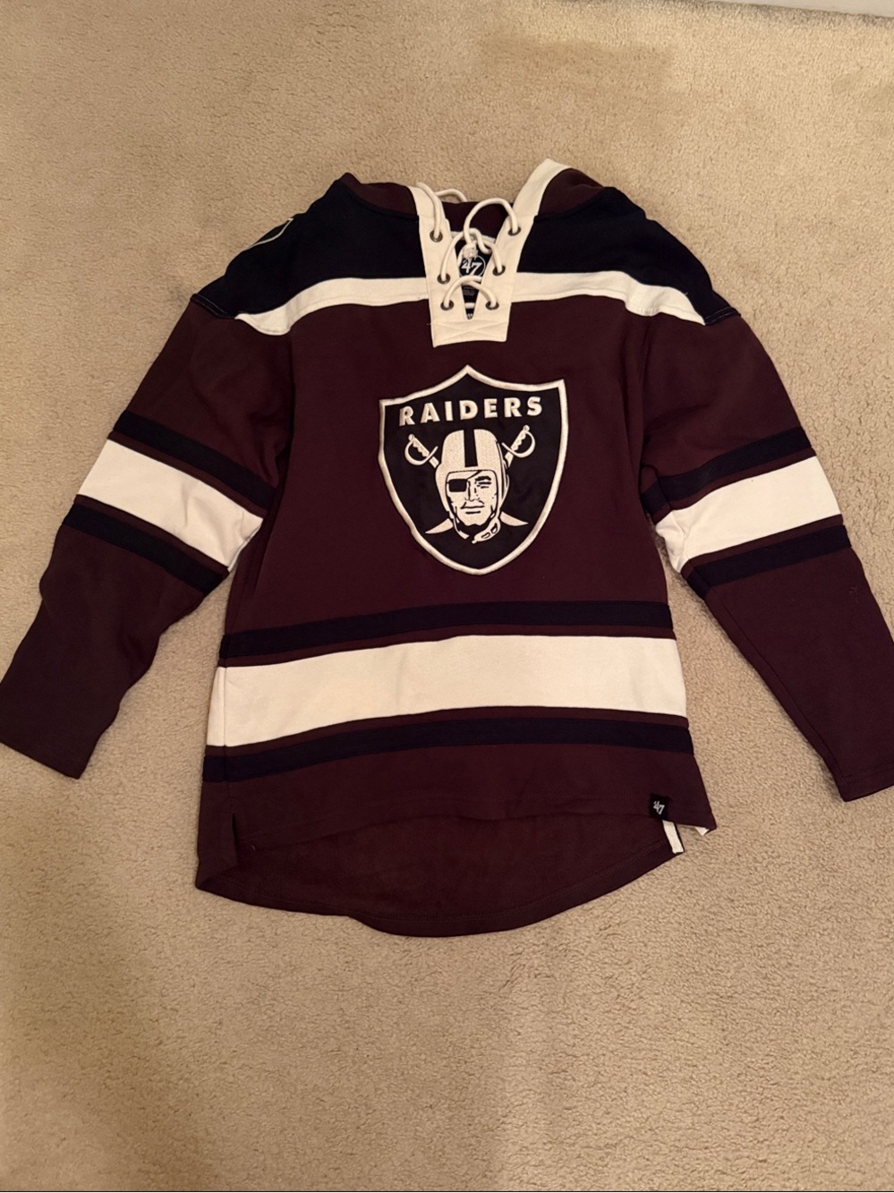 47 Raiders Lace-Up Hoodie - brown, White & Black
